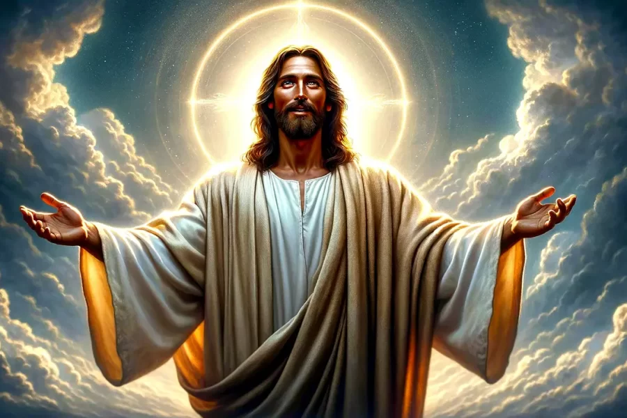 jesus christ in clouds of heaven