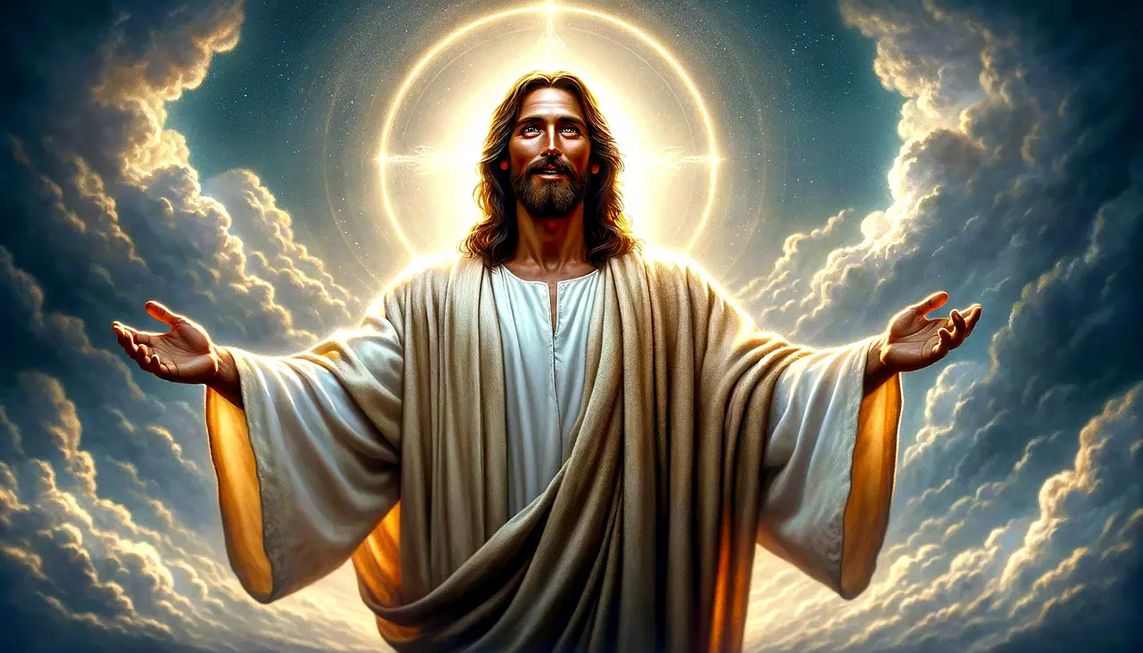jesus christ in clouds of heaven