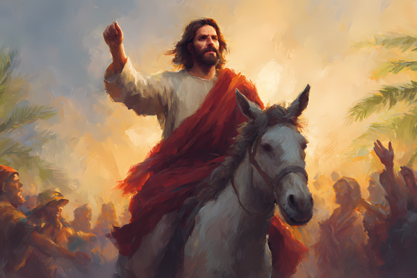jesus riding a donkey