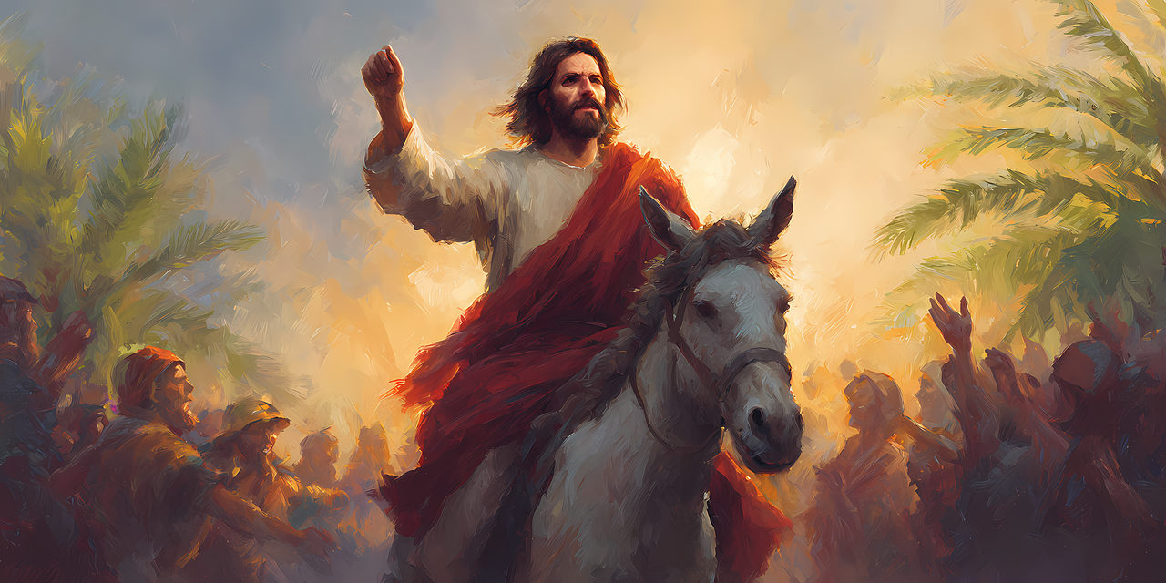 jesus riding a donkey