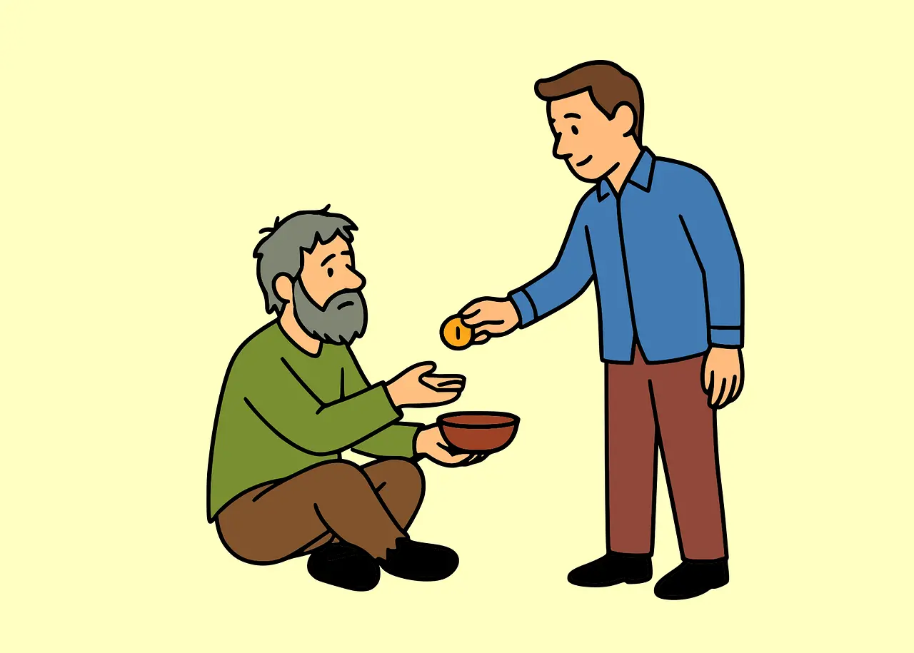 man giving to the poor
