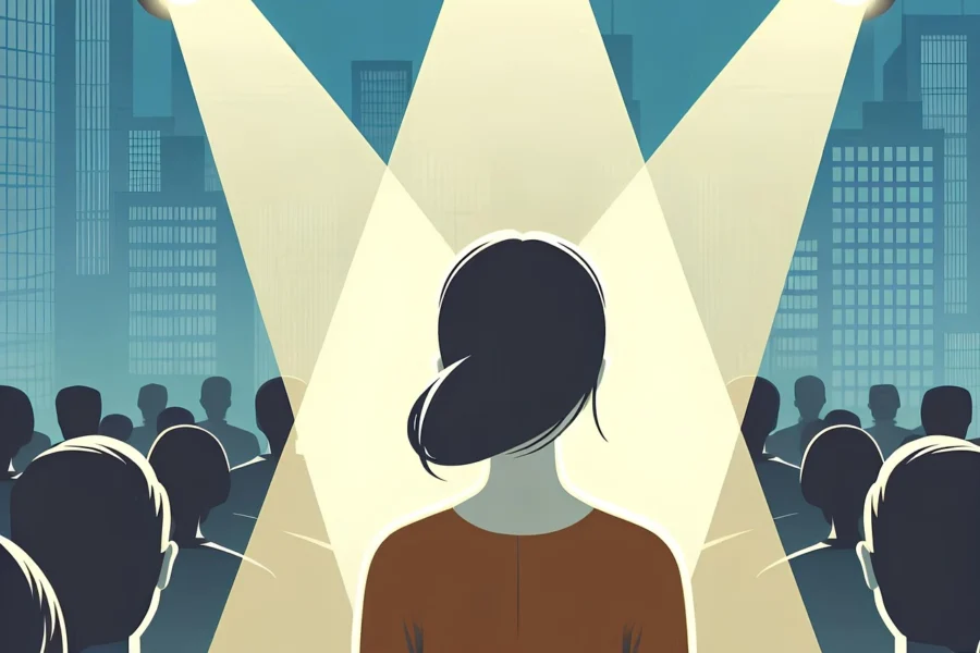 spotlight on 1 person in the crowd