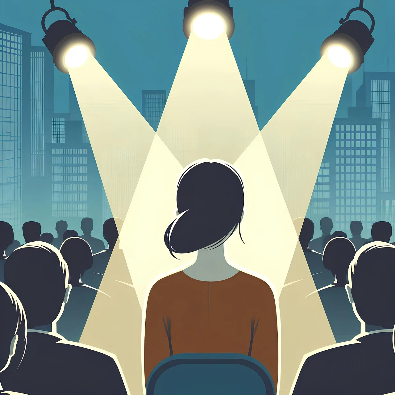 spotlight on 1 person in the crowd